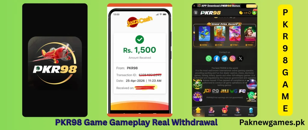 PKR98 Game real experience after depositing 500 rupees and withdrawing 1500 through Jazzcash in Pakistan