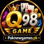 Q98 Game mobile app interface showing online gameplay rewards, bonuses, deposits, and withdrawal options in Pakistan 2026