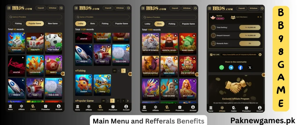BB98 Game Referrals and gameplay benefits