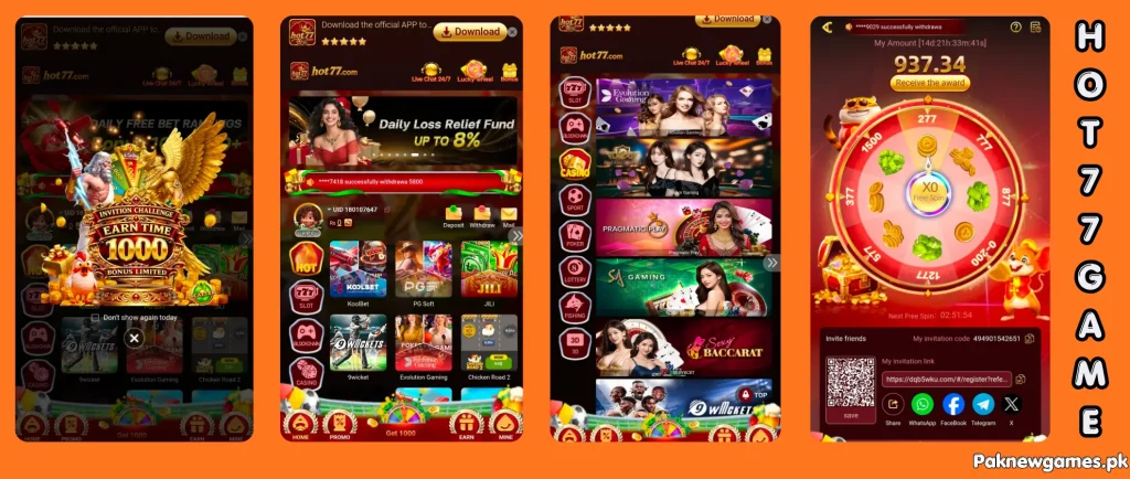 HOT77 Game 2026 gaming platform with referral rewards and bonuses
