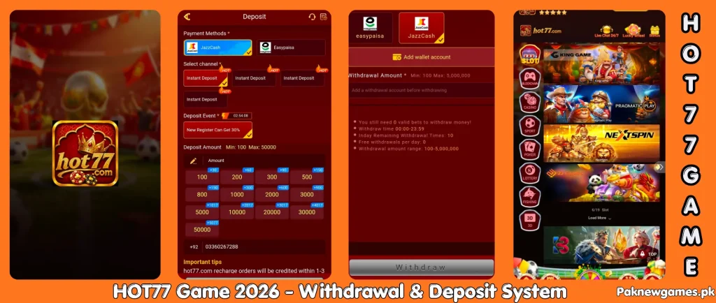 HOT77 Game 2026 platform with secure deposits and withdrawals