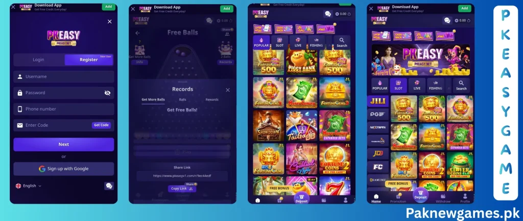 PK Easy Game Main Menu and Game Modes