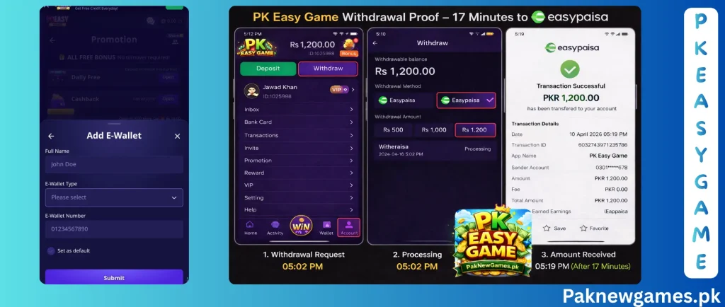 PK Easy Game Withdrawal & Cash proof in Pakistan