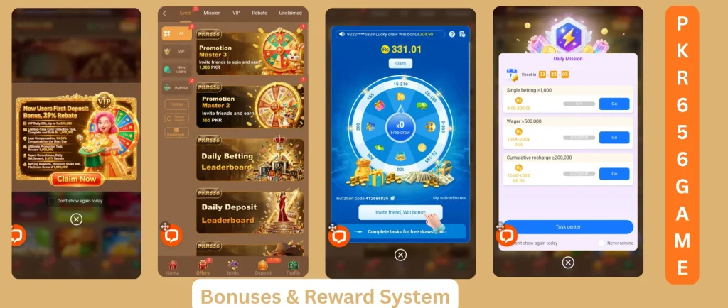 PKR 656 Game Bonuses and Rewards system
