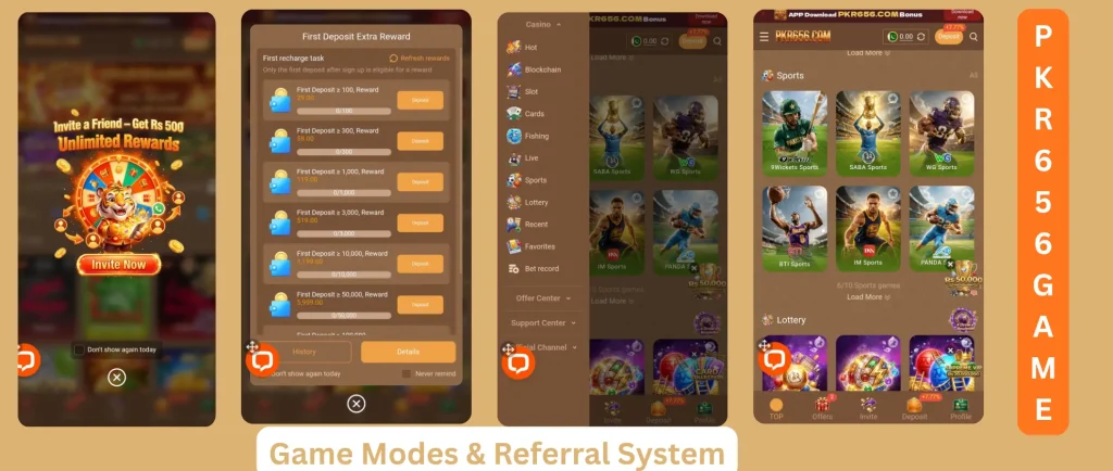 PKR 656 Game Modes and Referral bonuses