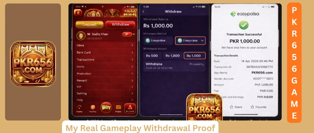 PKR656 Game My real earning withdrawal proof