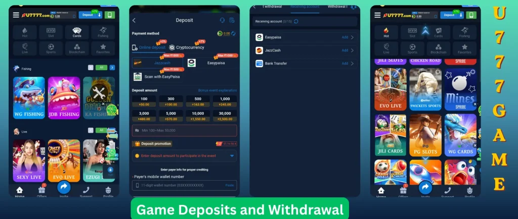 U7777 Game 2026 Withdrawals and Deposits system
