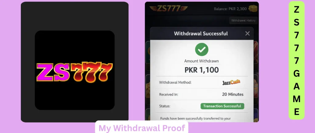 My Gameplay Withdrawal Proof of ZS777 Game