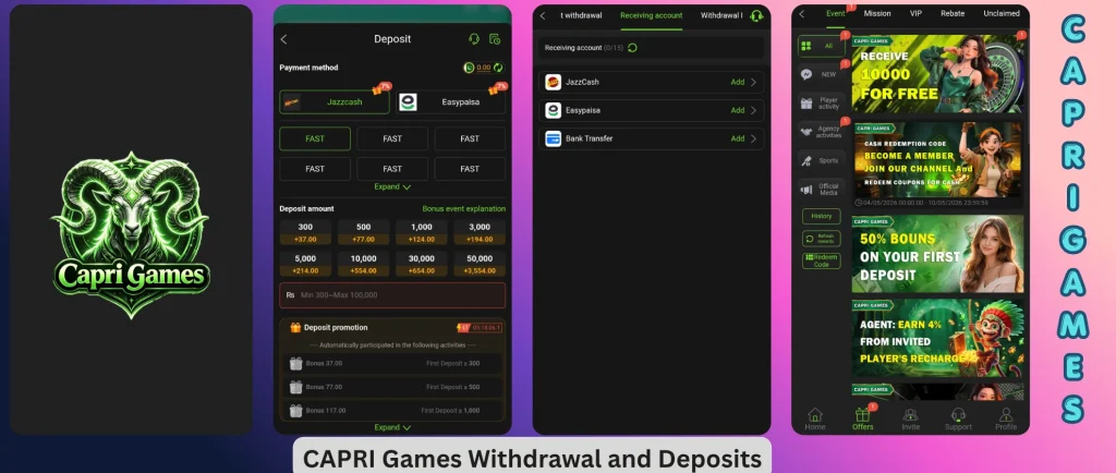 CAPRI Games Withdrawal & Deposit System – Easy Payments, Cash Out & Recharge Guide