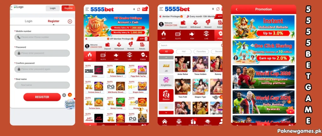 5555Bet Game 2026 mobile application with bonus rewards