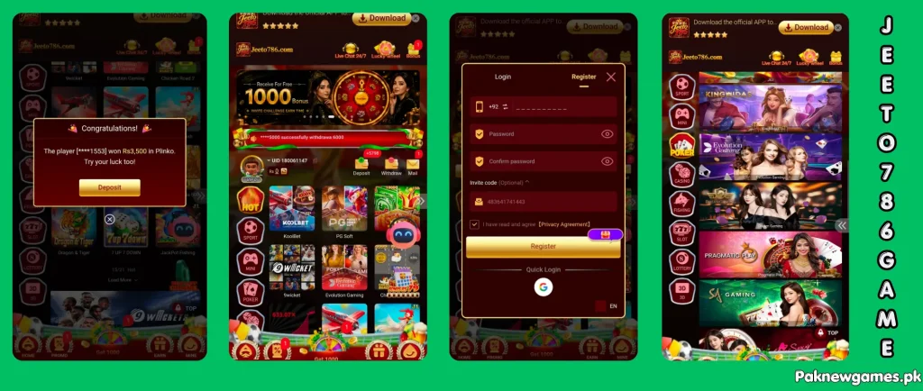 Jeeto786 Game 2026 latest version with earning features, daily bonuses
