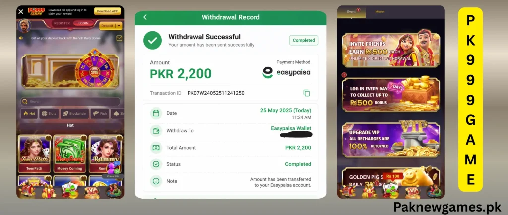 PK999 Game 2026 Real PKR Withdrawal and Bonus Proof